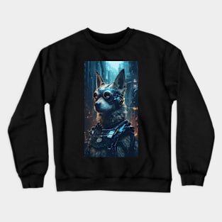 Cyborg Dog Portrait Crewneck Sweatshirt